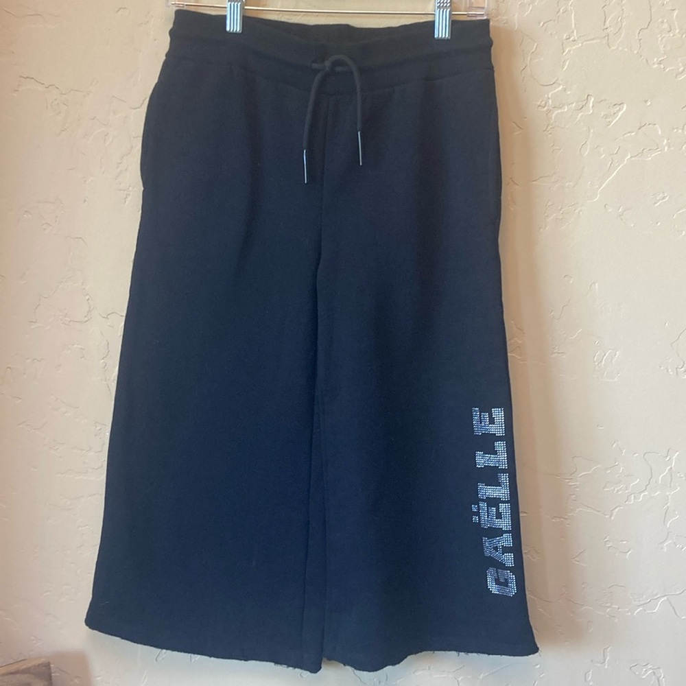 GAELLE PARIS rhinestone black Terry long shorts size 16 youth